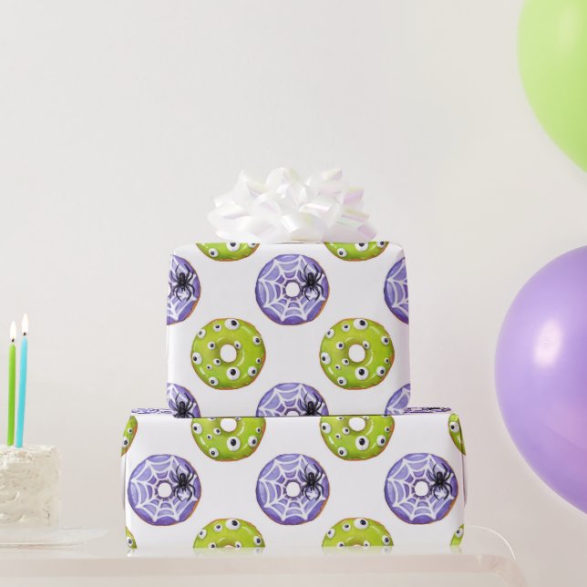 Halloween Spooky Spider & Grönt Eyed Monster Donut Presentpapper (Festgåvor)