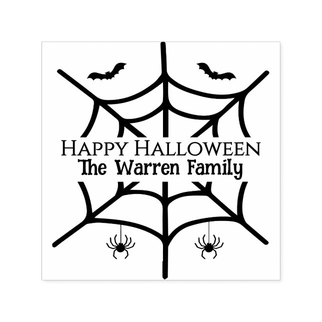 Halloween Spooky Spindelnät Spider Fladdermus Fami Självfärgande Stämpel (Design)