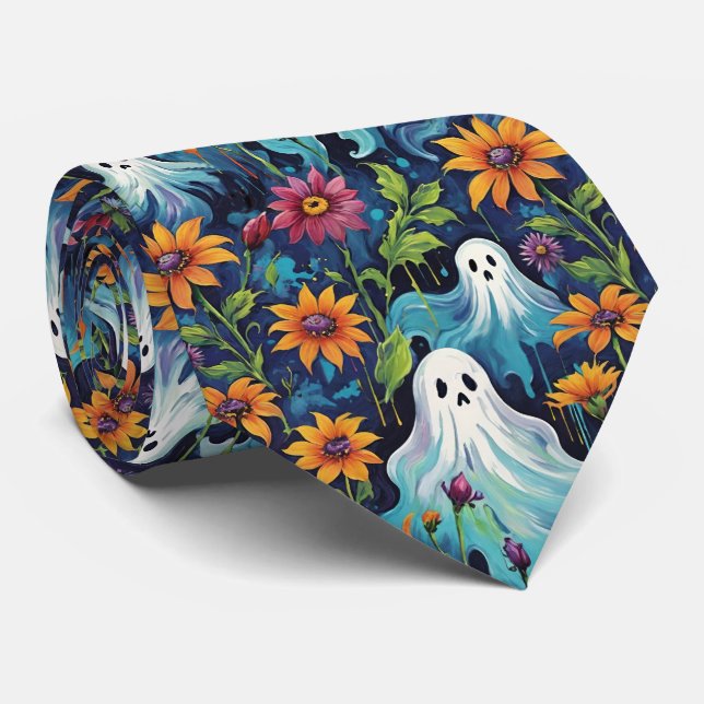 Halloween Spooky Spöken och Flowers Slips (Rullad)