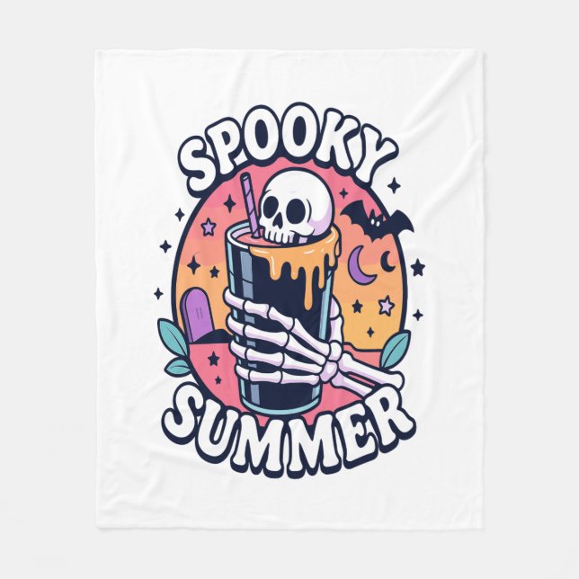 Halloween Spooky Summer Skeleton Drink Fleecefilt (Framsidan)
