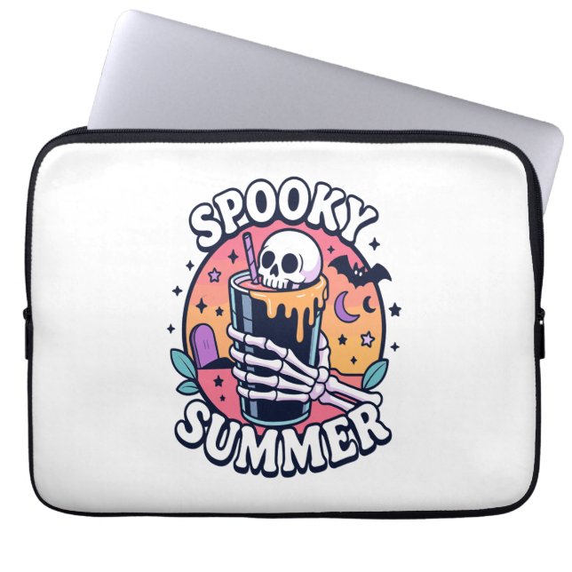 Halloween Spooky Summer Skeleton Drink Laptop Fodral (Framsidan)