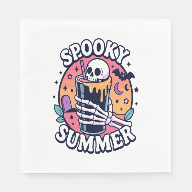 Halloween Spooky Summer Skeleton Drink Pappersservett (Framsidan)