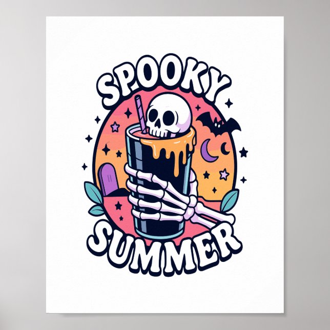 Halloween Spooky Summer Skeleton Drink Poster (Framsidan)