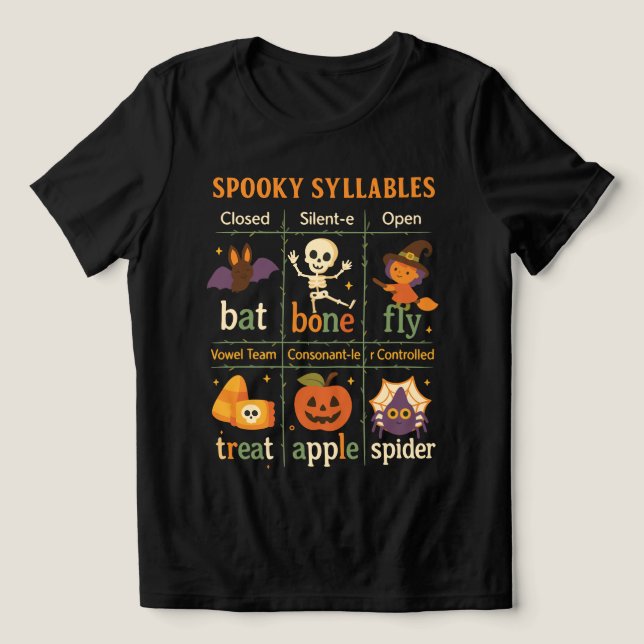 Halloween “Spooky Syllables” Poster – Fun Class T Shirt (Design Framsida)