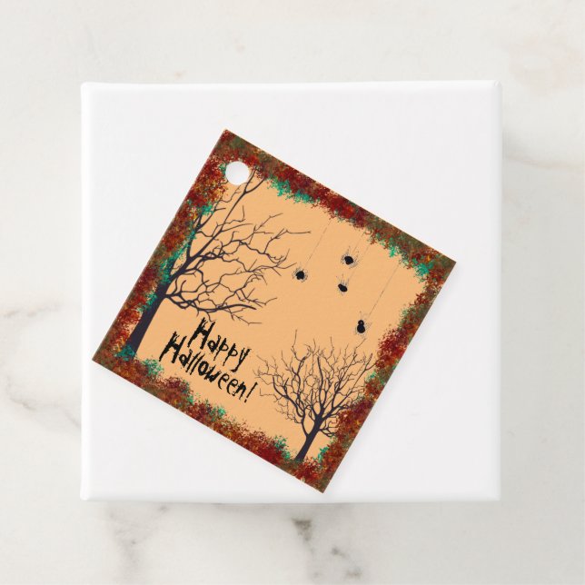 Halloween Spooky Träd Spiders Hanging Personalize Gåvor Etiketter (På plats)