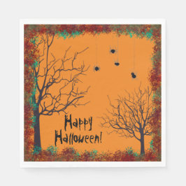 Halloween Spooky Träd Spiders |Happy halloween Pappersservett