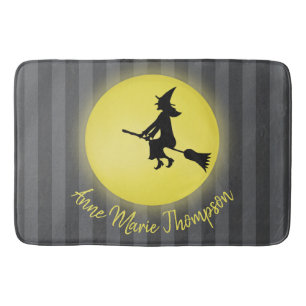 Halloween Spooky Witch Broomstick Moonlight Badrumsmatta