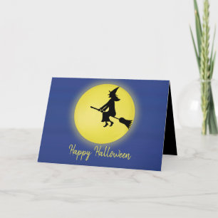 Halloween Spooky Witch Broomstick Moonlight Kort