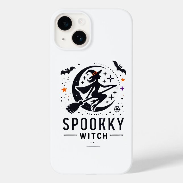 Halloween Spooky Witch Design - flyger på Broom (Baksida)