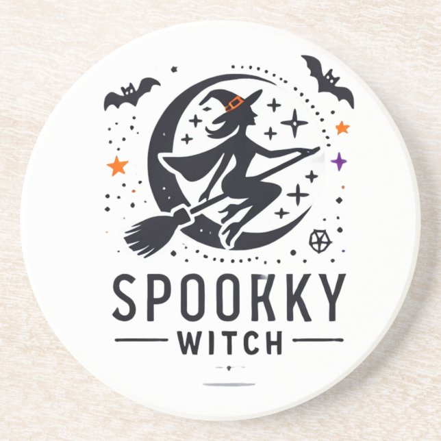 Halloween Spooky Witch Design - flyger på Broom Underlägg (Framsidan)