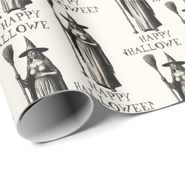 Halloween Spooky Witch en hel månon Presentpapper (Rullad Hörn)