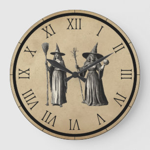 Halloween Spooky Witch en hel månon Stor Klocka