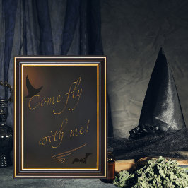 Halloween Spooky Witch Fladdermus Quote Typography Poster