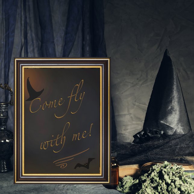 Halloween Spooky Witch Fladdermus Quote Typography Poster (Skapare uppladdad)