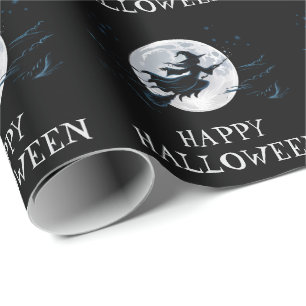 Halloween Spooky Witch flyger över en hel måne Presentpapper
