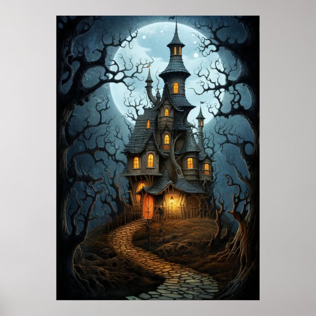 Halloween Spooky Witch House Poster (Framsidan)