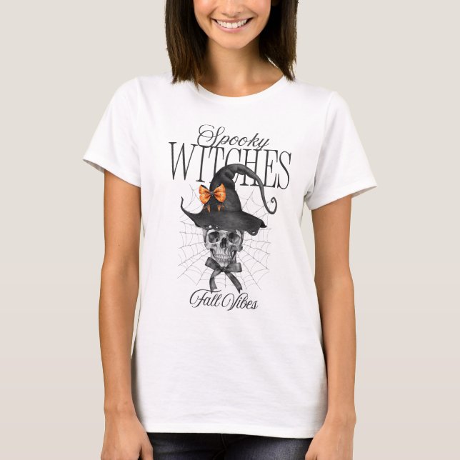 Halloween Spooky witches, Funny Halloween T Shirt (Framsida)