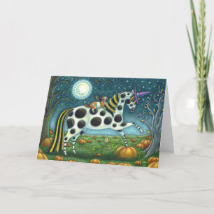 HALLoween SPOTTAD PONY & FLADDERMUS KATT Fantasifu Helgkort