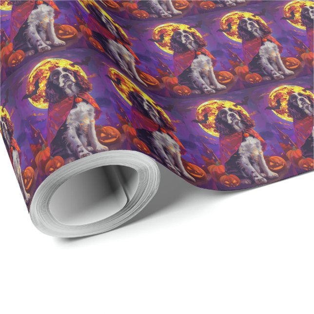 Halloween Springer Spaniel Vampyr Pumpor Skräck Presentpapper (Rulle Hörn)