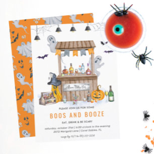 Halloween Sprit och Boos   Cocktail Party Inbjudningar