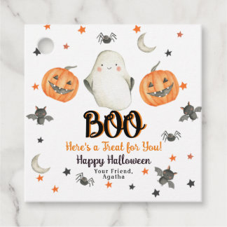 Halloween Square Treat Märkre Ghost Pumpkin Märkre Gåvor Etiketter