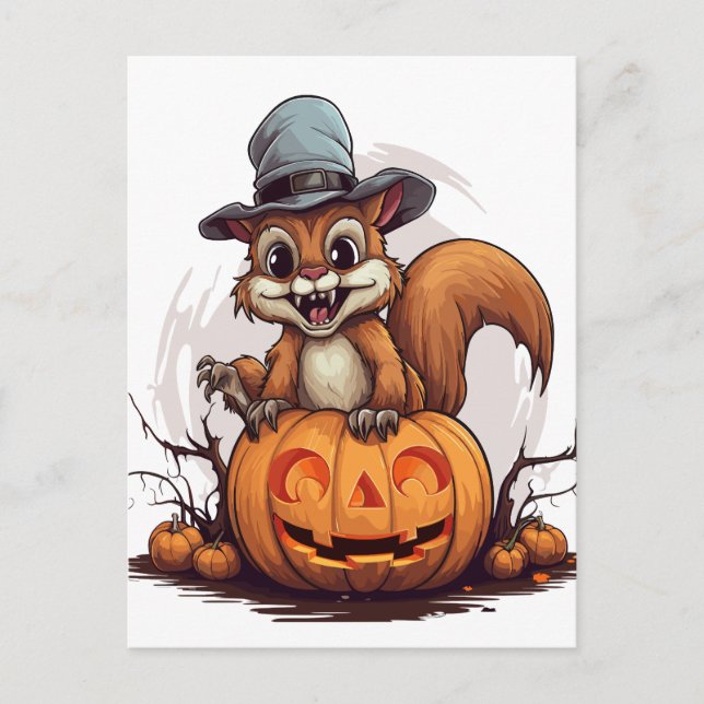Halloween Squirrel Vykort (Framsida)