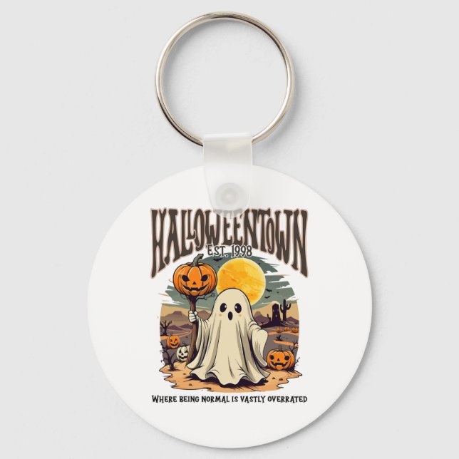 Halloween-staden där det normala är mycket överdri nyckelring (Framsida)