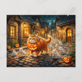 Halloween stadsrundtur med katt och möss vykort