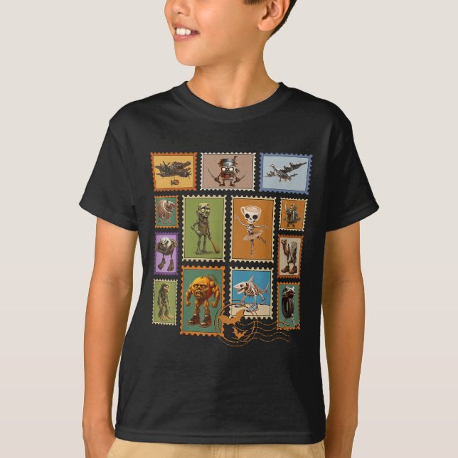Halloween Stal Stamps Italian Brainrot Zombie  T Shirt (Framsida)