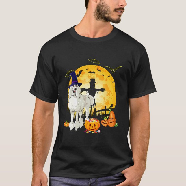 Halloween Standard Poodle Pumpa Häxa T Shirt (Framsida)