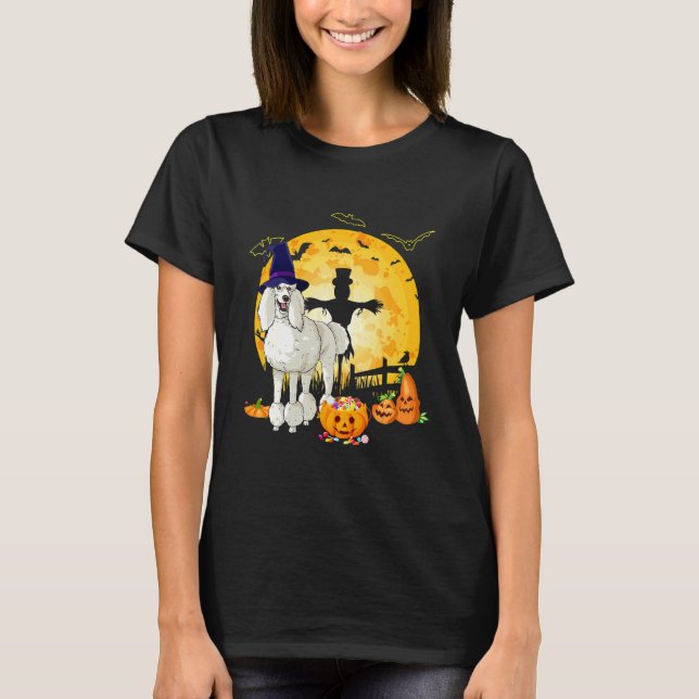 Halloween Standard Pudel Pumpa Häxa T Shirt (Framsida)