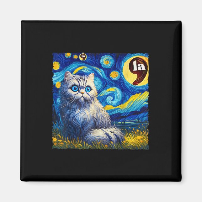 Halloween Starry Night Black Cat Comma La Kamala H Magnet (Framsidan)
