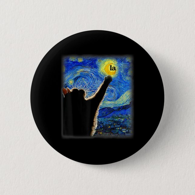 Halloween Starry Night Black Cat Comma La Kamala Knapp (Framsida)