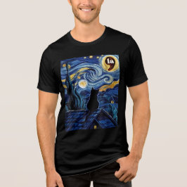 Halloween Starry Night Black Cat Comma La Kamala T Shirt