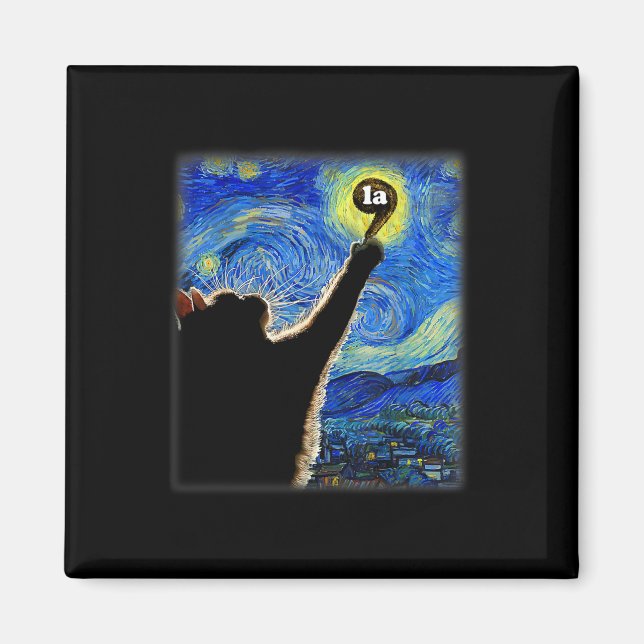 Halloween Starry Night Cat Comma La Kamala Harris Magnet (Framsidan)