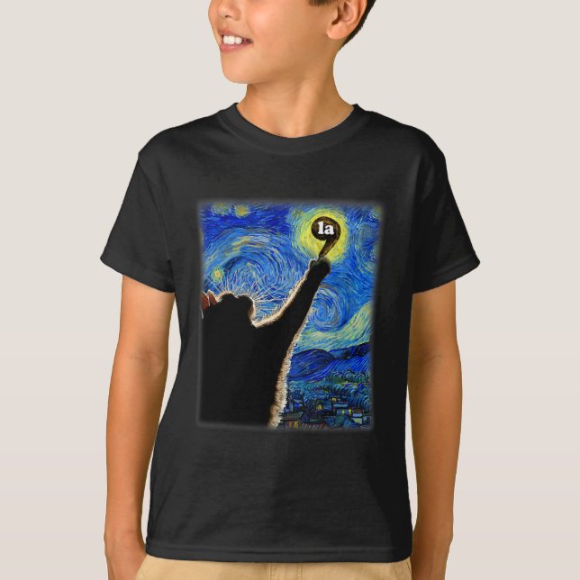 Halloween Starry Night Cat Comma La Kamala Harris T Shirt (Framsida)
