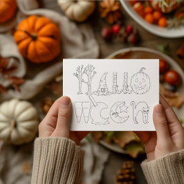 Halloween-stavning i symbolfärg vykort