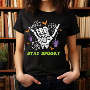 HALLOWEEN STAY SPOOKY SKELETON HAND T SHIRT