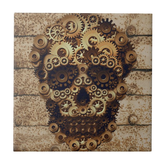 Halloween Steampunk Ceramic Tile Kakelplatta (Framsidan)