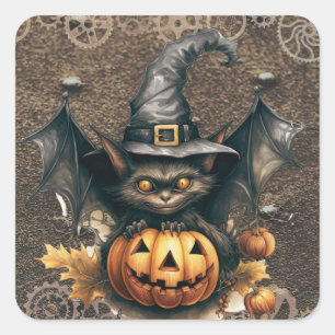Halloween Steampunk Fladdermus Stickers Fyrkantigt Klistermärke