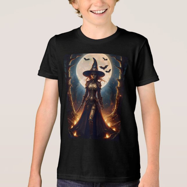 Halloween Steampunk Forest Witch T Shirt (Framsida)