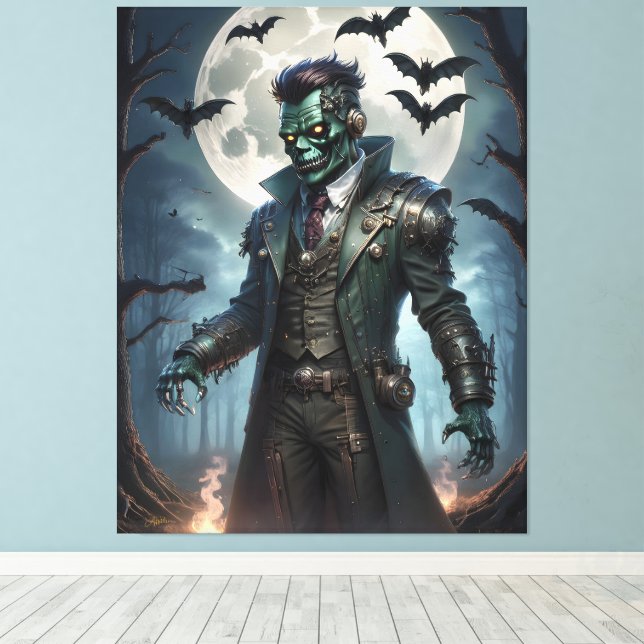 Halloween Steampunk Frankensteins monster Canvastryck (Insitu (trägolv))