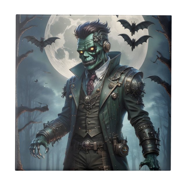 Halloween Steampunk Frankensteins monster Kakelplatta (Framsidan)