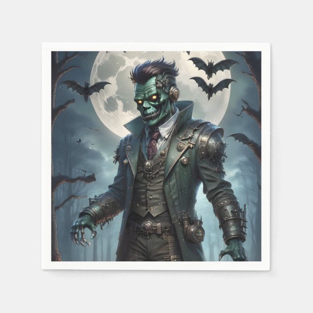 Halloween Steampunk Frankensteins monster Pappersservett (Framsidan)