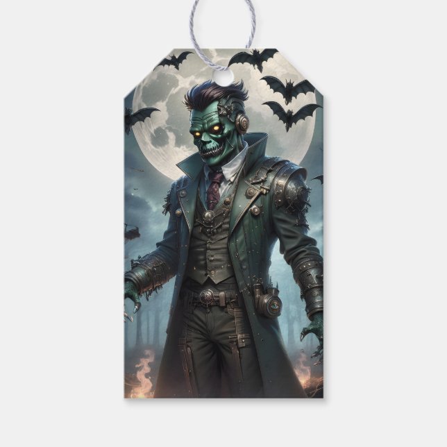 Halloween Steampunk Frankensteins monster Presentetikett (Framsidan)