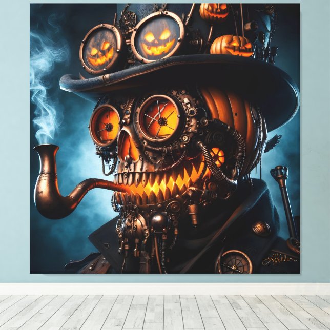 Halloween Steampunk Gothic Jack-O-Lantern Canvastryck (Insitu (trägolv))