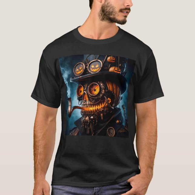 Halloween Steampunk Gothic Jack-O-Lantern T Shirt (Framsida)