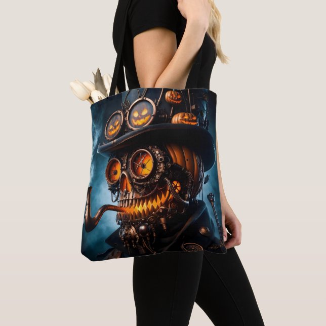 Halloween Steampunk Gotisk Jack-O-Lykt Tygkasse (Närbild)