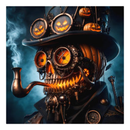 Halloween Steampunk Gotisk Jack-O-Lyktlampa Fototryck