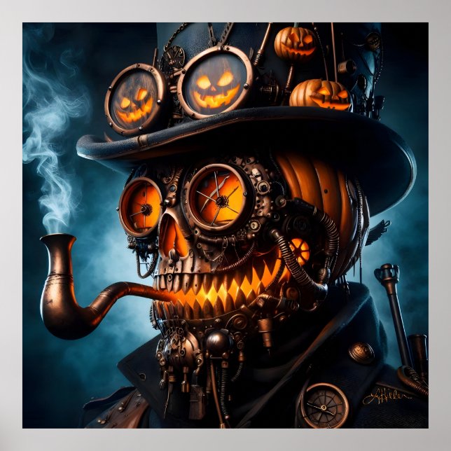 Halloween Steampunk Gotisk Jack-O-Lyktlampa Poster (Framsidan)